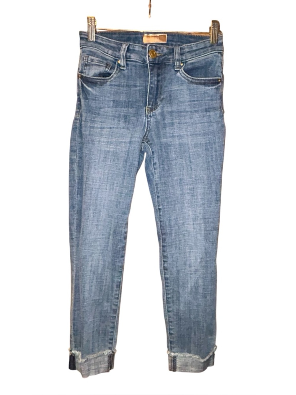Kut From The Kloth Amy Crop Straight Leg Jeans Women’s 00 Medium Wash Raw Hem